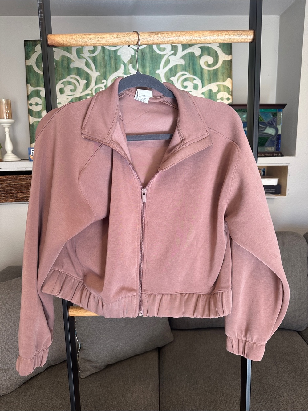 all in motion Dusty Mauve Zip-Up Bomber Jacket